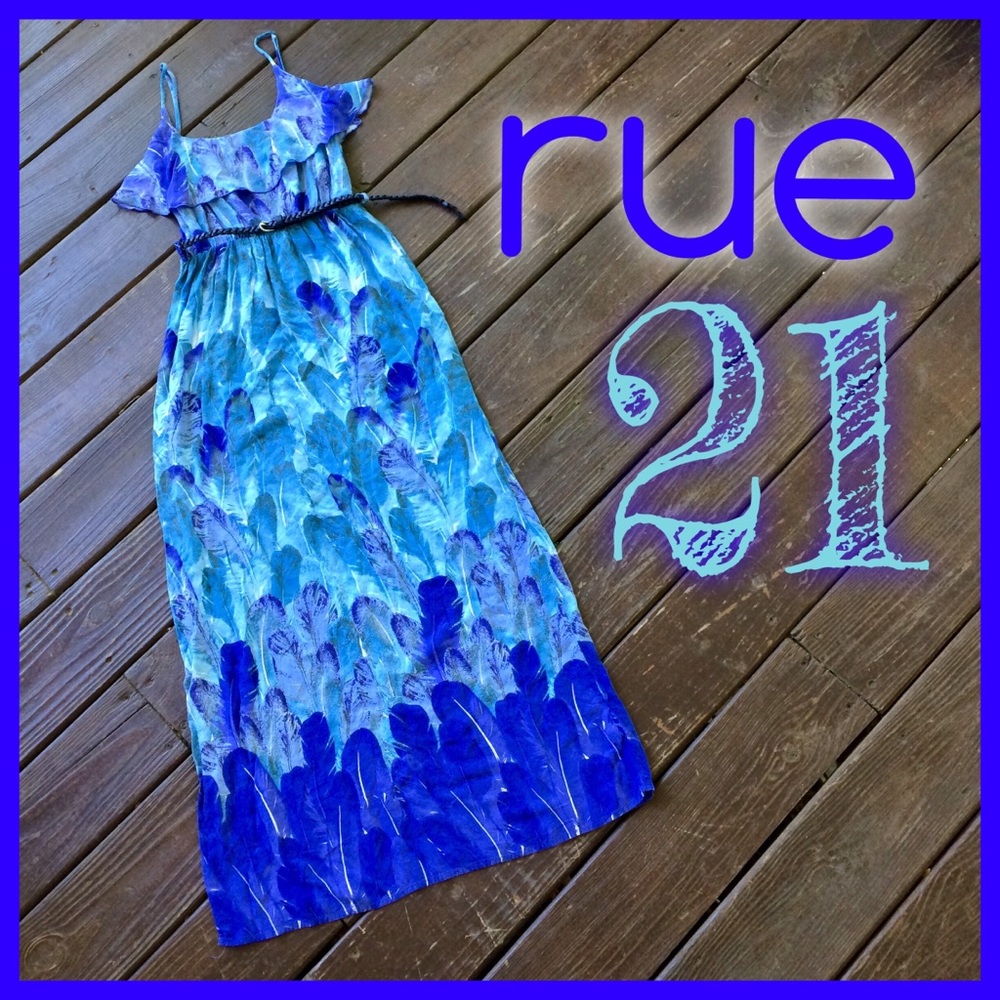 RUE21 Feather Print Maxi Dress